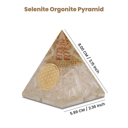 Agate Mart Selenite Orgonite Pyramids, Harnessing Clarity and Protection with Black Tourmaline Pendant